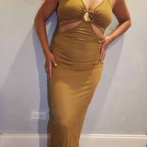 Fiesta Mustard Ribbed Halter Top